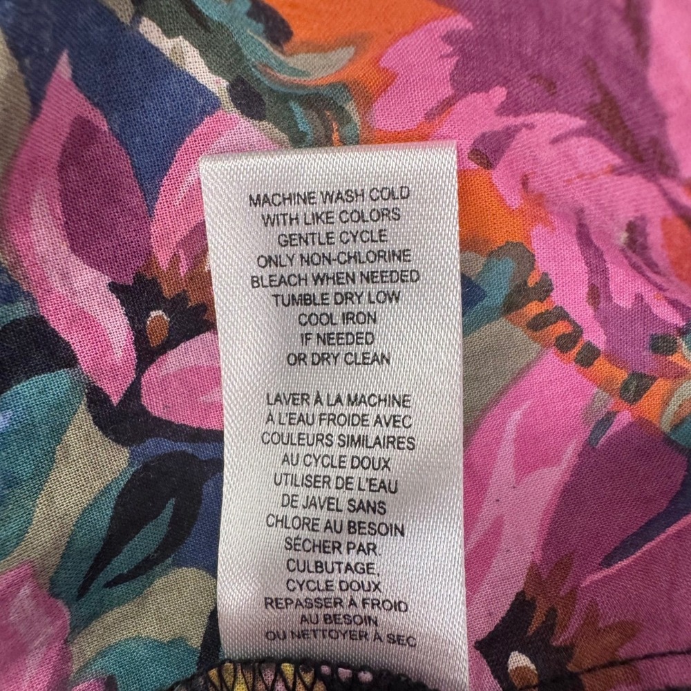 Chelsea & Theodore Blouse Women Large Multicolor Floral Patchwork Flutter Sleeve - Picture 8 of 9